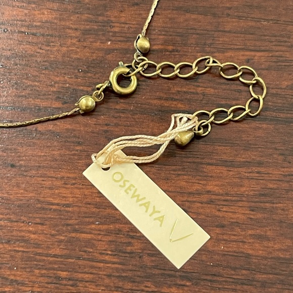 Japanese multi gem & wood antiqued brass long necklace - Picture 10 of 10